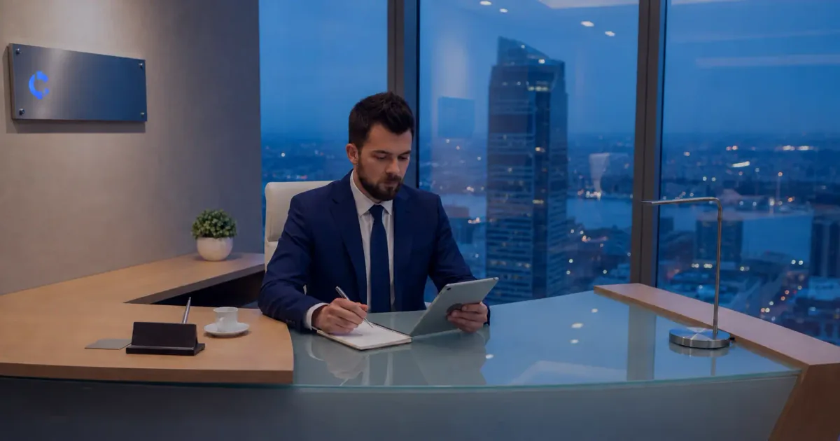 Yiğit Çelikel, SMMM, founder of Celikel CPA in his Istanbul office