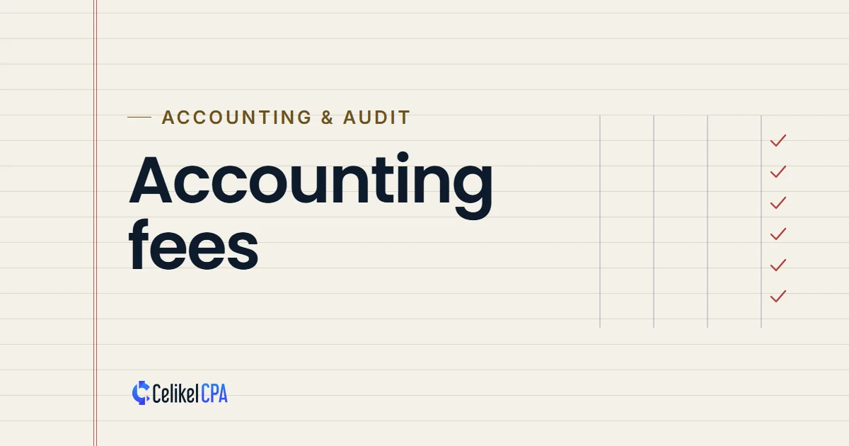 Celikel CPA article cover: "Accounting fees" under the label Accounting & audit