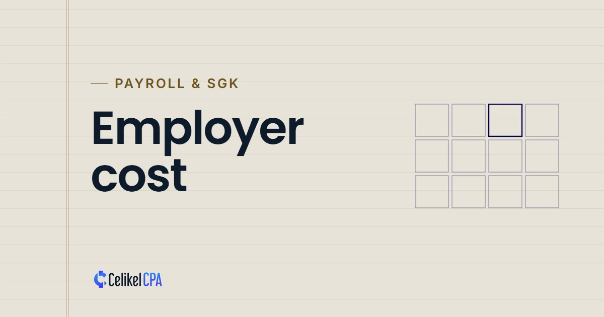 Celikel CPA article cover: "Employer cost" under the label Payroll & SGK