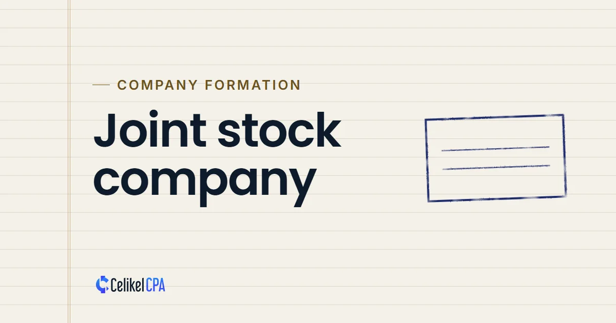 Celikel CPA article cover: "Joint stock company" under the label Company formation