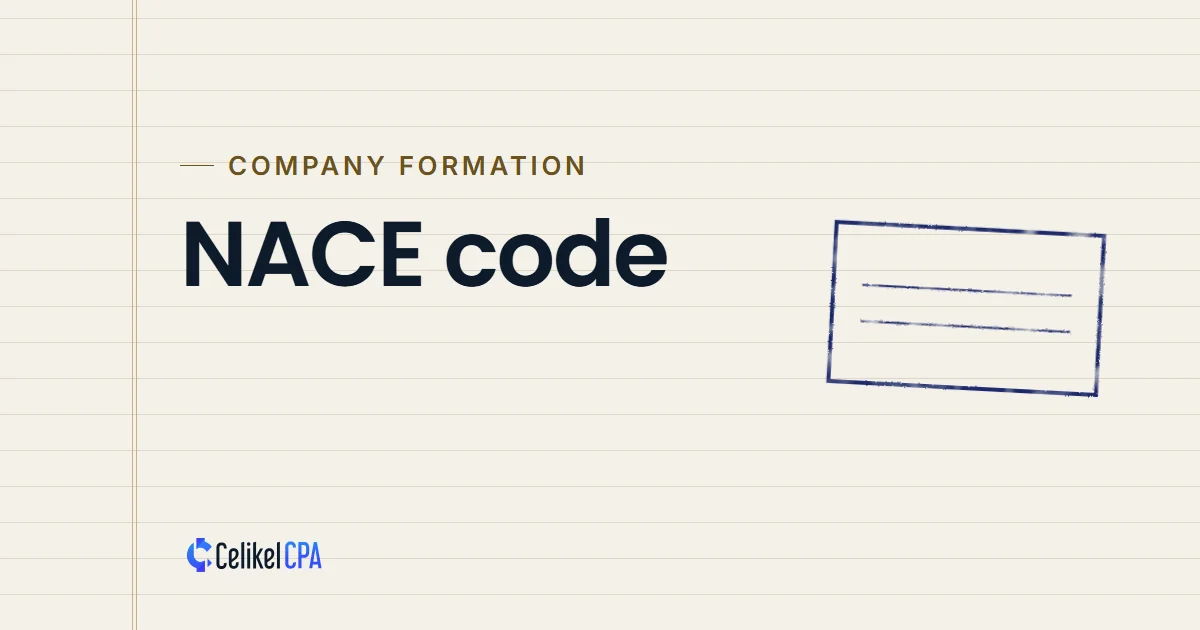 Celikel CPA article cover: "NACE code" under the label Company formation