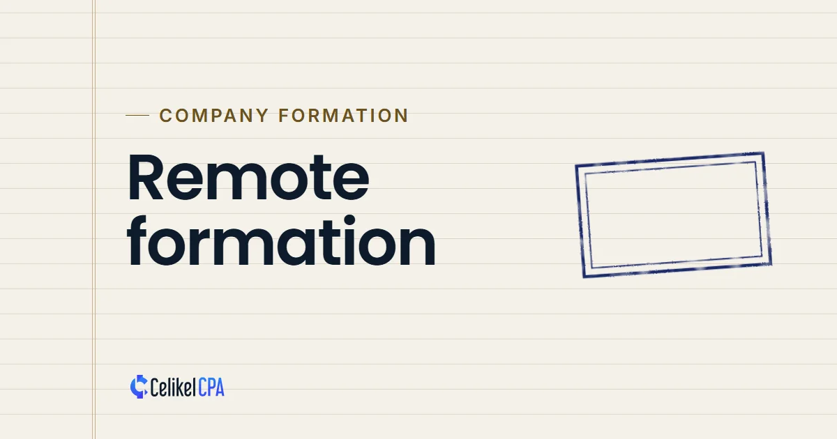 Celikel CPA article cover: "Remote formation" under the label Company formation