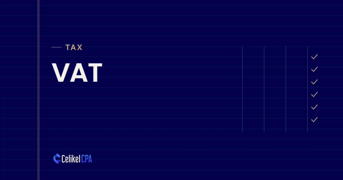 Celikel CPA article cover: "VAT" under the label Tax