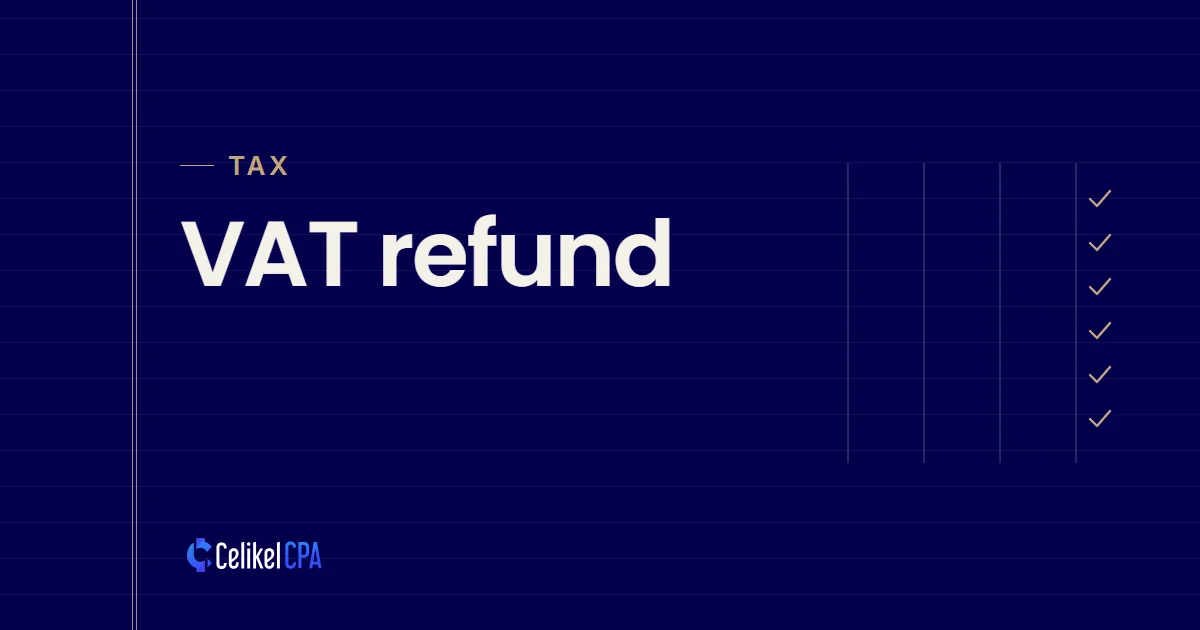 Celikel CPA article cover: "VAT refund" under the label Tax