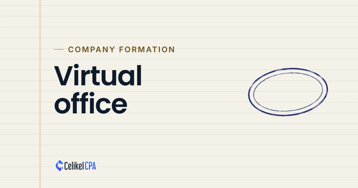 Celikel CPA article cover: "Virtual office" under the label Company formation