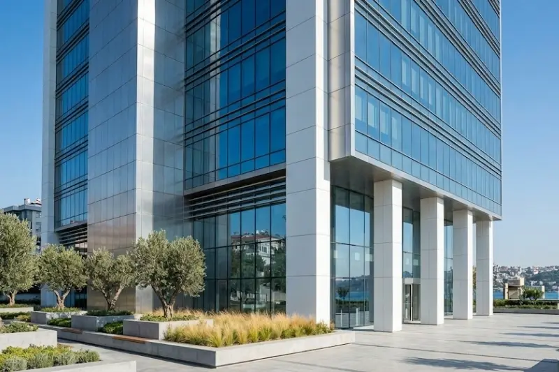 Turkish bank building representing corporate banking services