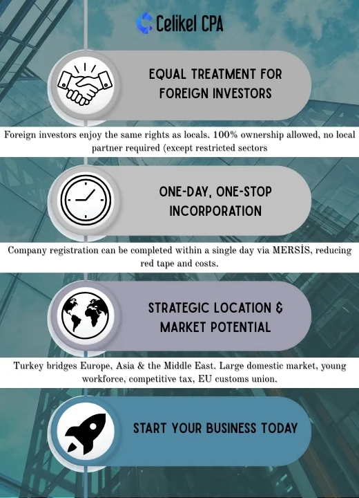Infographic showing advantages of company formation in Turkey