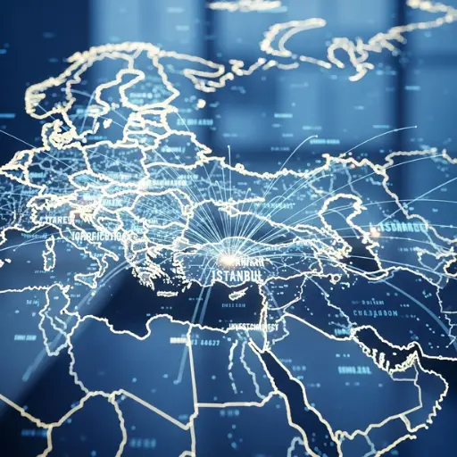 Company Formation in Turkey: Complete 2025 Legal, Financial & Investor Guide 1 Luminous digital map of Turkey highlighting international company formation opportunities and strategic global business connections for foreign investors