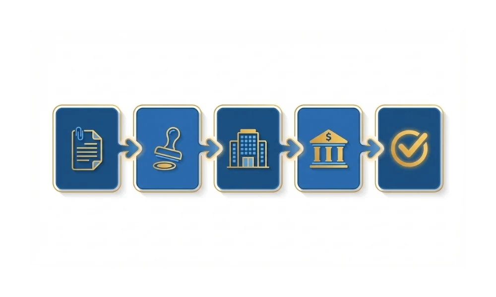 Flowchart showing remote company registration steps in Turkey
